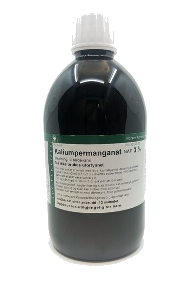 Kaliumpermanganat NAF tilsetning til badevann 3%, 500 ml