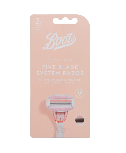 Boots Smooth Care Five Blade Barberhøvel + 2stk barberhoder
