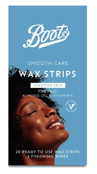 Boots Smooth Care Voksstrips for Sensitiv Hud Ansikt 20 stk + våtservietter 2pk