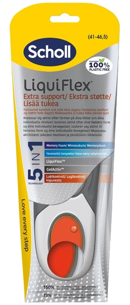 Scholl LiquiFlex Extra Support Innleggssåle Str L (41-46,5) 1 par