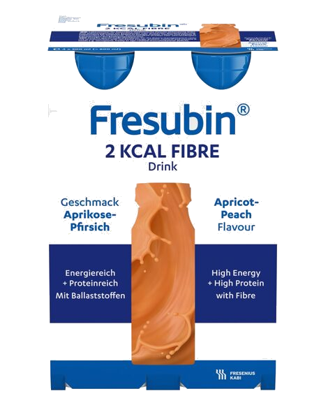 Fresubin 2 kcal Fibre Drink Næringsdrikk Aprikos & Fersken 4X200 ml