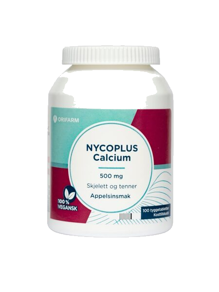 Nycoplus Calcium 500mg tyggetabletter med appelsinsmak 100 stk