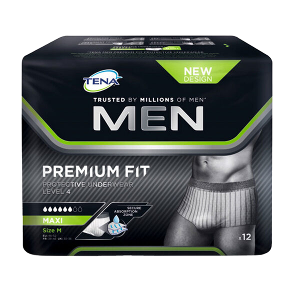 TENA Men Protective underwear Level 4, buksebleie, M, 12 stk