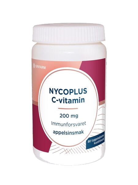 Nycoplus C-vitamin 200mg tyggetabletter med appelsinsmak 80 stk