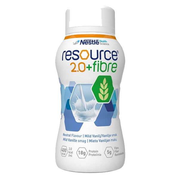 Resource 2,0+Fibre Næringsdrikk Vanilje 4X200 ml