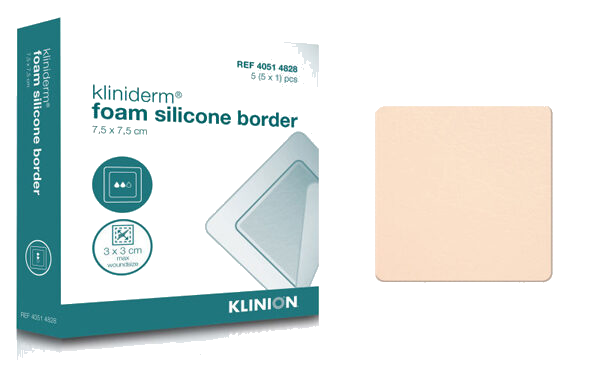 Kliniderm Silicone border 7,5x7,5cm, skumbandasje