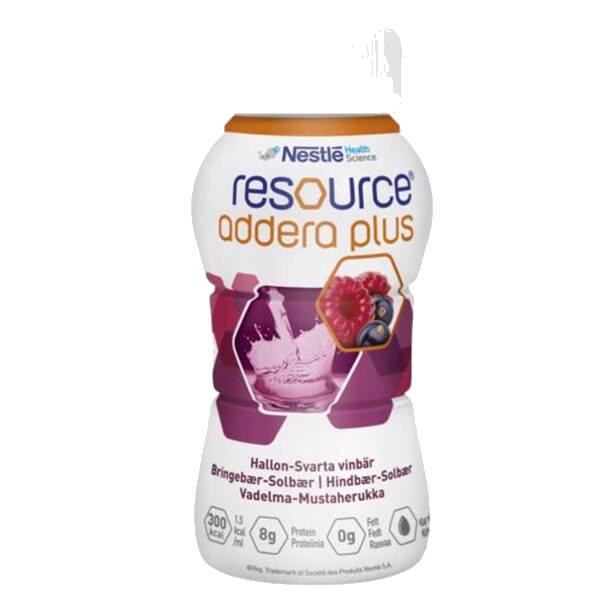 Resource Addera Plus Næringsdrikk Bringebær & Solbær 4X200 ml