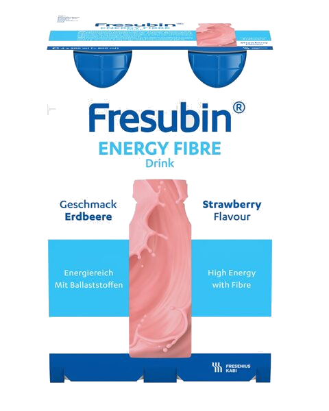 Fresubin Energy Fiber Drink Næringsdrikk Jordbær 4X200 ml