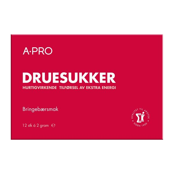 Druesukker med bringebærsmak 2g x 12stk