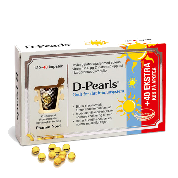 D-Pearls Kaps 20 µg tabletter 120+40 stk