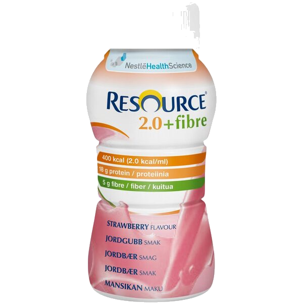 Resource 2,0+Fibre Næringsdrikk Jordbær 4X200 ml