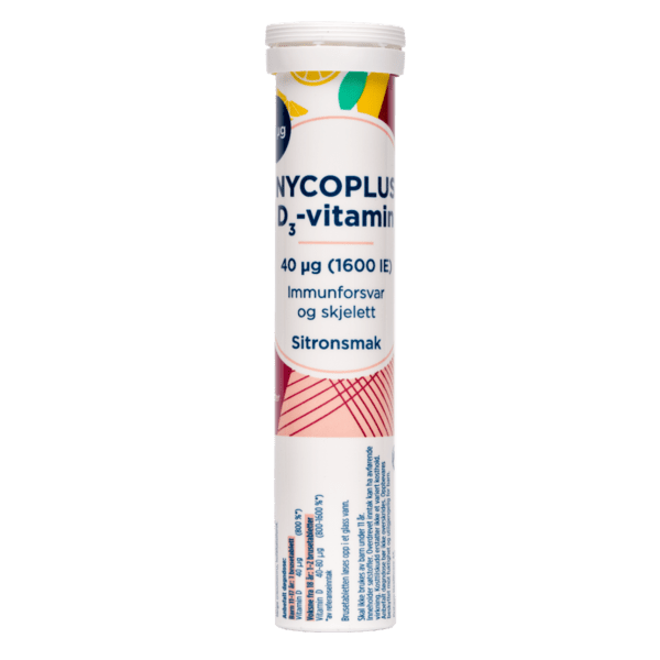 Nycoplus D3-vitamin 40 µg brusetabletter med sitronsmak 20 stk