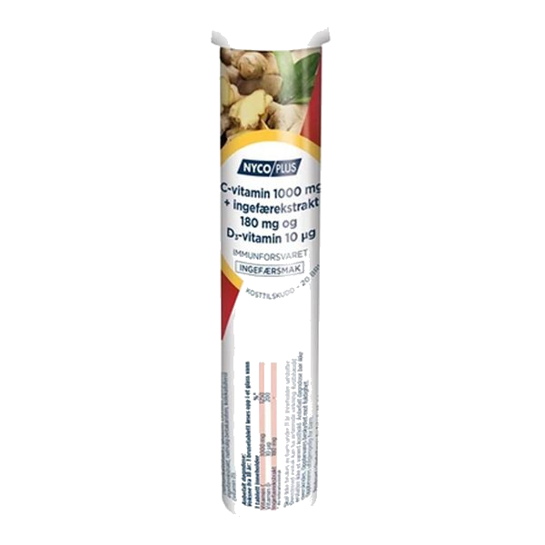 Nycoplus C- og D3-vitamin + ingefærekstrakt brusetabletter 20 stk