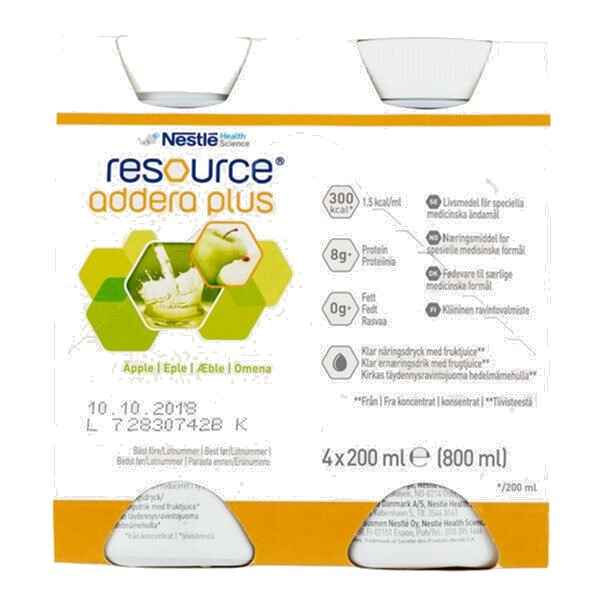Resource Addera Plus Næringsdrikk Eple 4X200 ml