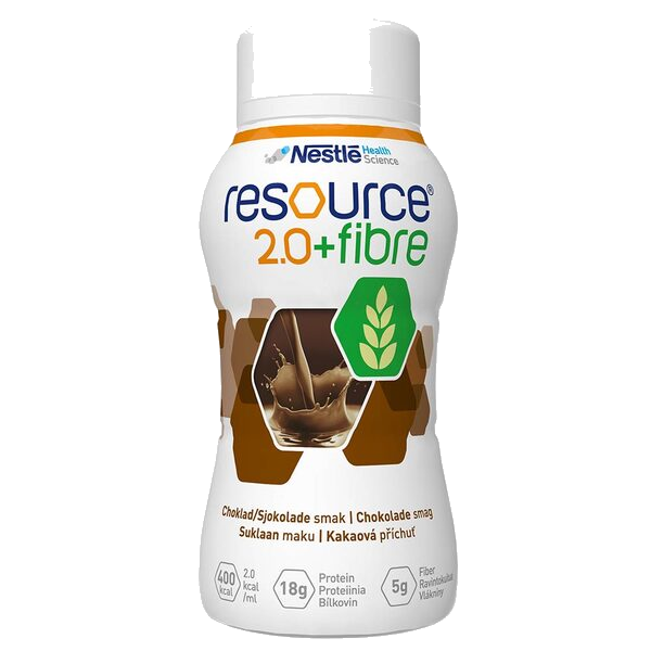 Resource 2,0+ Fiber Næringsdrikk Sjokolade 4X200 ml